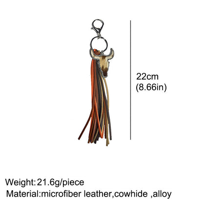 Bag Jewelry Pendant Multicolor Western Tassel Style Personalized Animal Print Leather Keychain