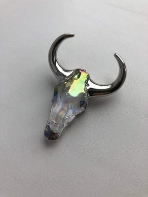 Natural crystal electroplated cow head DIY jewelry match