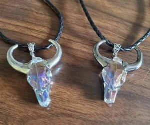 Natural crystal electroplated cow head DIY jewelry match