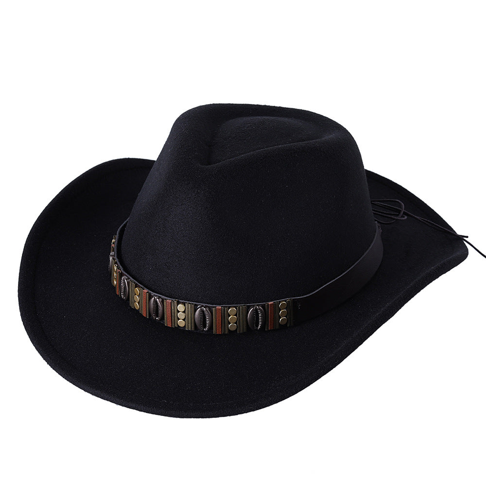 Woolen Hat Western Cowboy Top Hat Men's And Women's Curling Shell Accessories