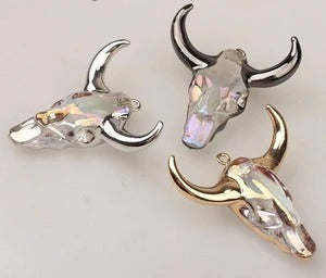 Natural crystal electroplated cow head DIY jewelry match