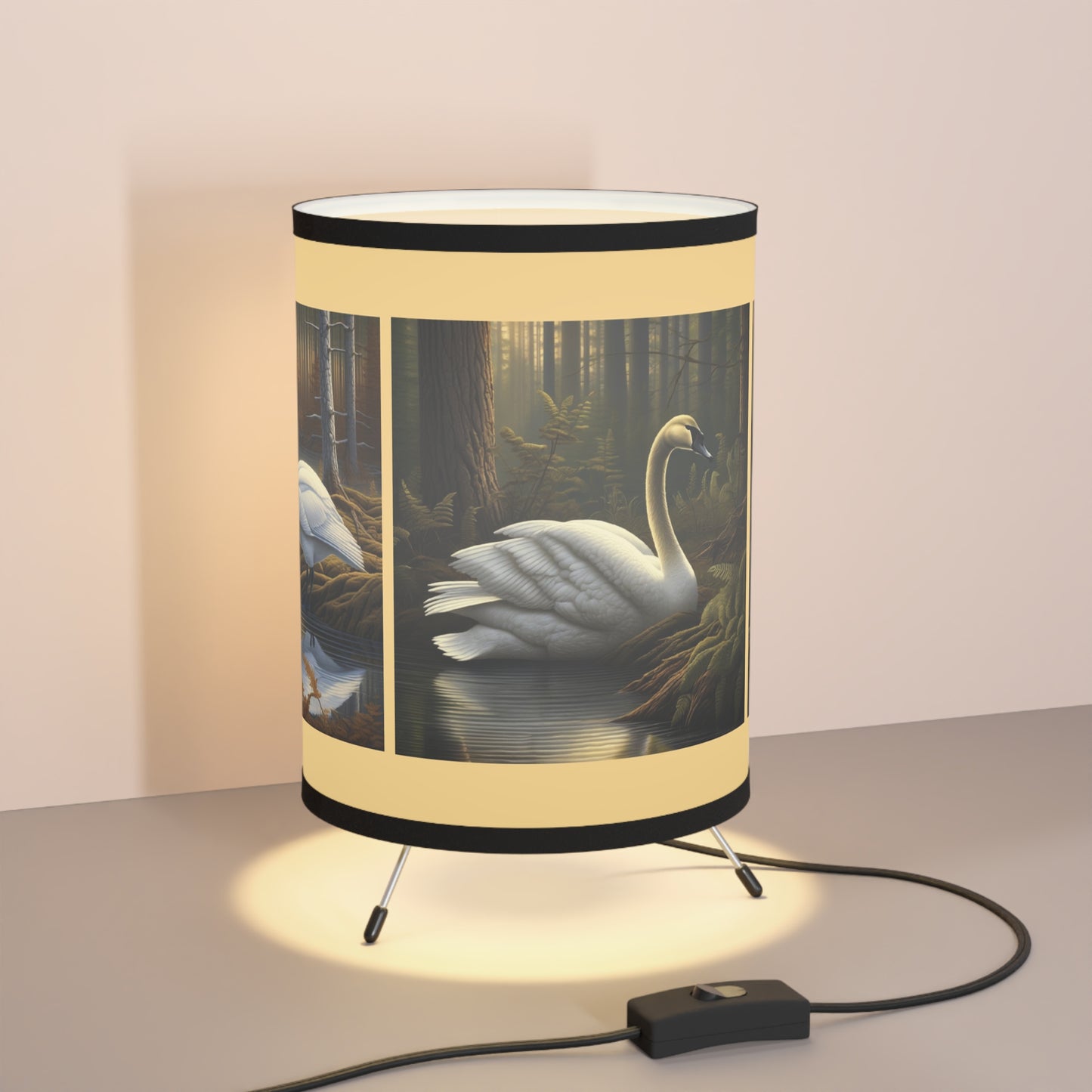 Swan Tripod Lamp with High-Res Printed Shade, US\CA plug