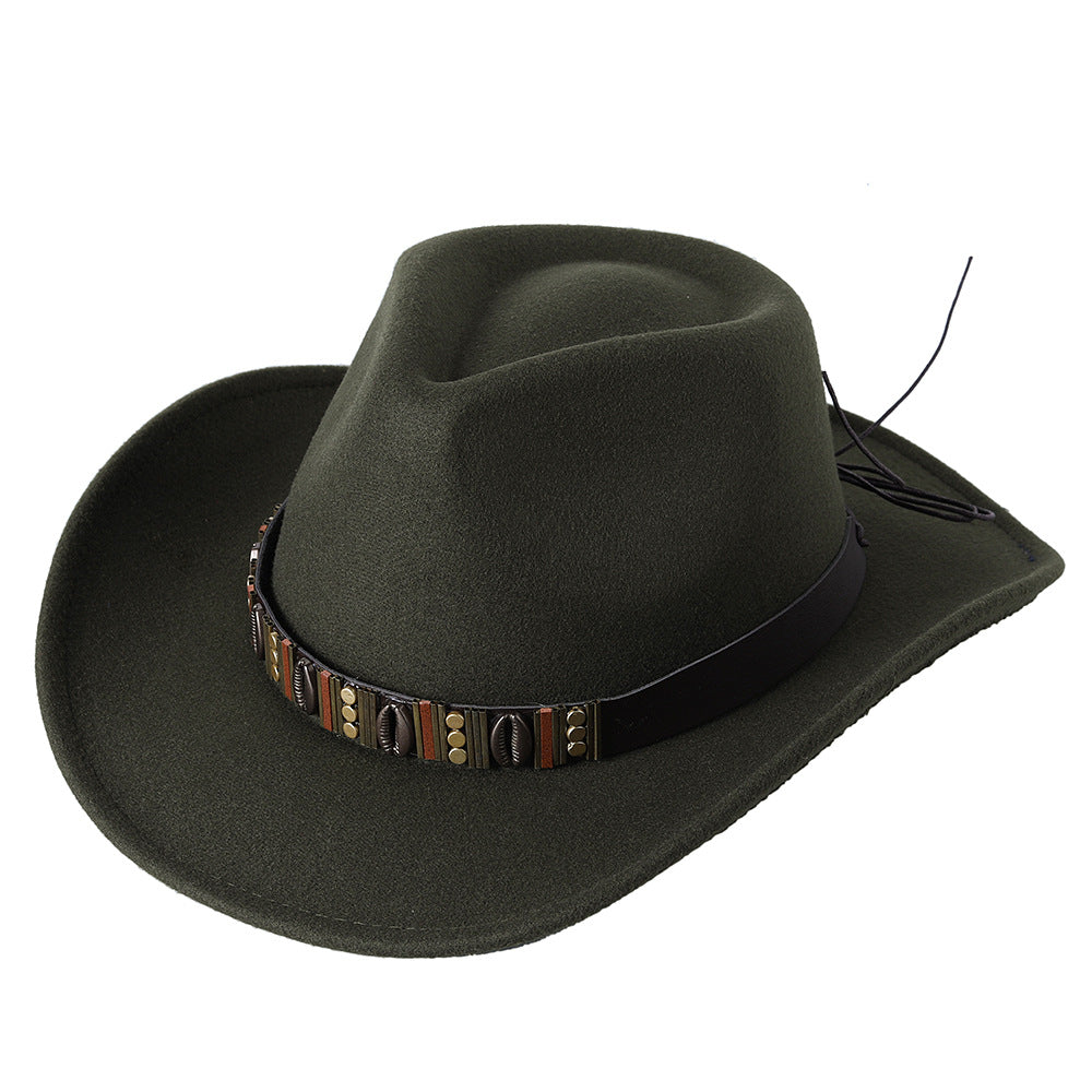 Woolen Hat Western Cowboy Top Hat Men's And Women's Curling Shell Accessories