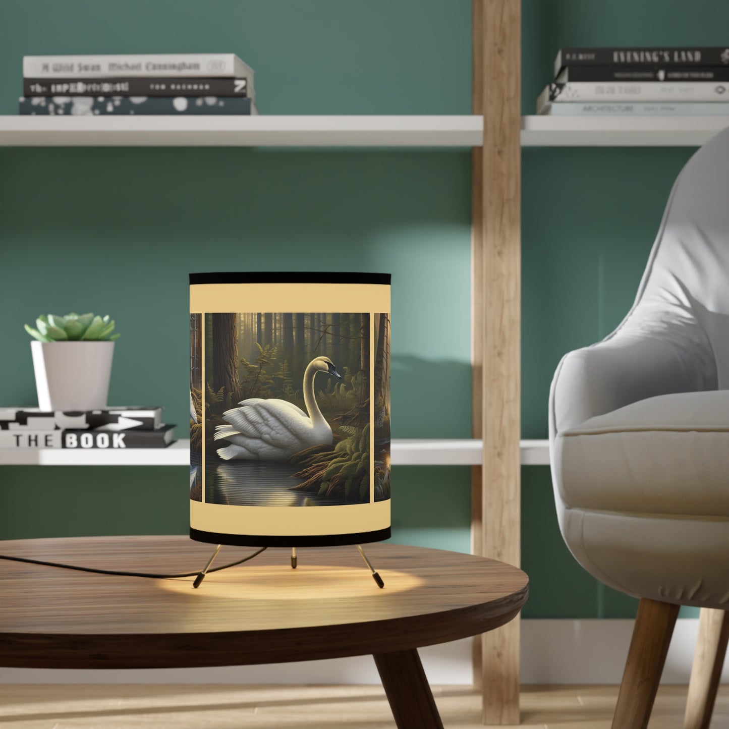 Swan Tripod Lamp with High-Res Printed Shade, US\CA plug