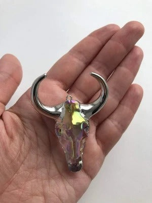 Natural crystal electroplated cow head DIY jewelry match