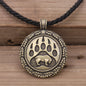 Viking Big Grizzly Bear Round Bear Claw Men's Necklace Alloy Pendant